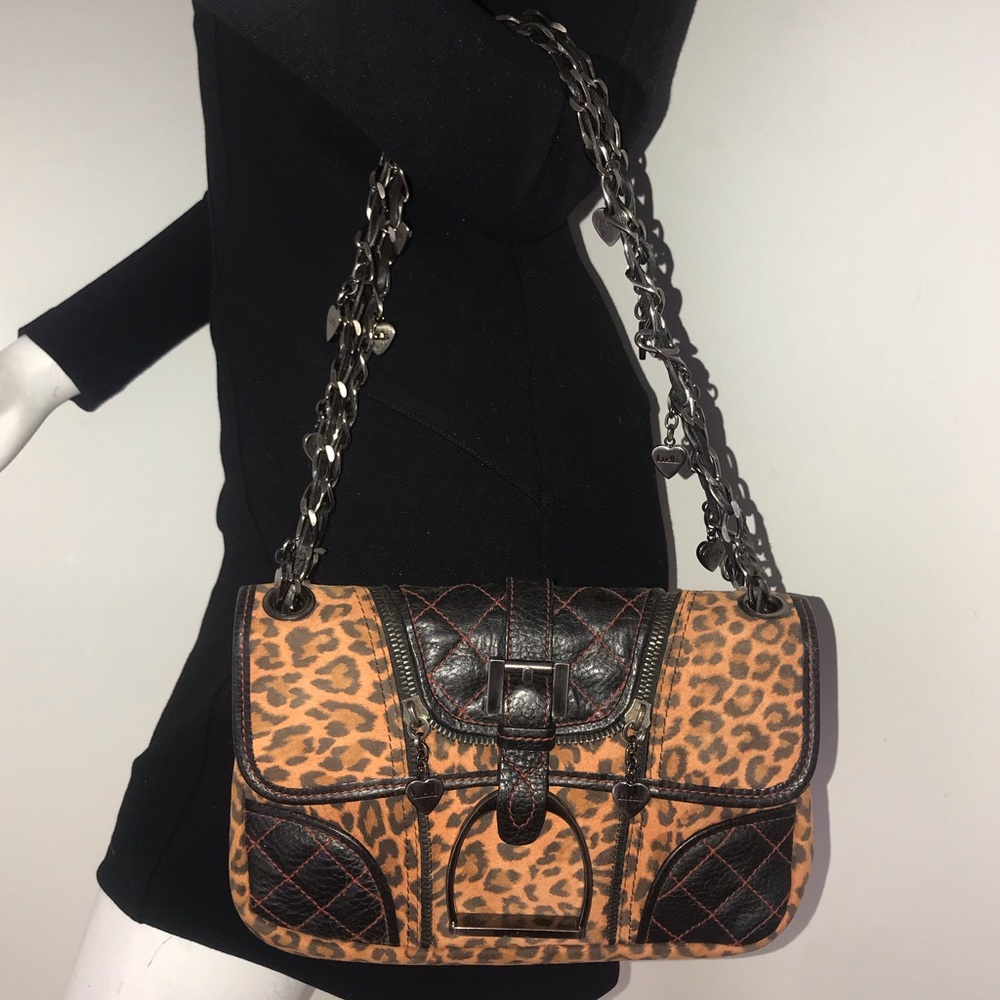Leopard Print Shoulder Bag with Black Accents - Picture 4 of 8
